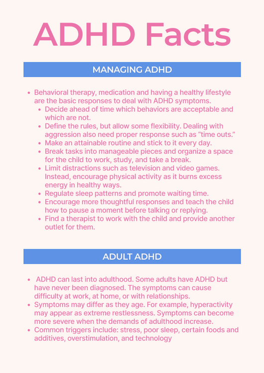 Kids ADHD Worksheet + Infographic