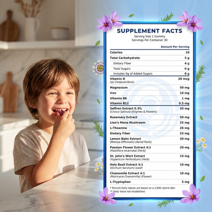 Natural - Saffron Gummy Mood + Focus Support for Kids